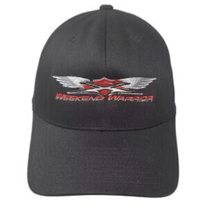 Flexfit Weekend Warrior Baseball Cap Black Red Embroidered Stretch Fit Hat M